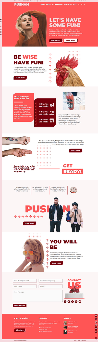 Pushan WPKoi WordPress Theme app elementor girlish modern pink portfolio red template unique web design webdesign webshop website wordpress