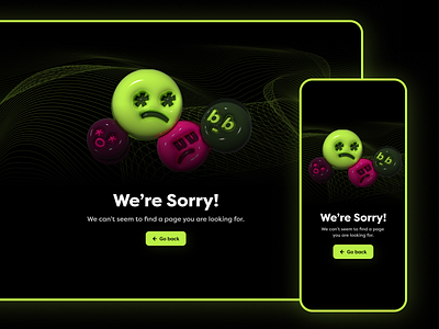 Daily UI 008 : Error(404) 3d 404 app dailyui error fluorescence green illustrator mobile type ui ux web
