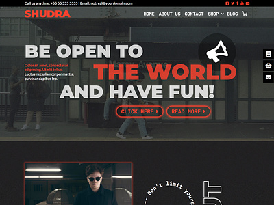 Shudra WPKoi WordPress Theme app black dark elementor glitchy modern portfolio red template unique web design webdesign webshop website wordpress