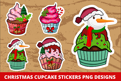 Christmas cupcake sticker png bundle 4th of july tumbler png design branding inspiratonal sticker png bundle