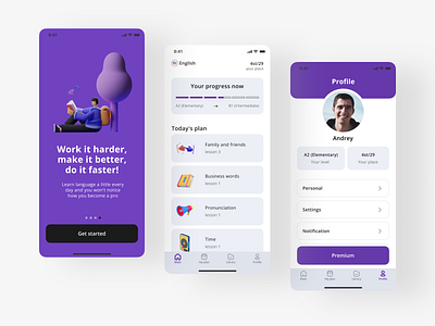 The design concept of a mobile application for a language course app design language mobile ui