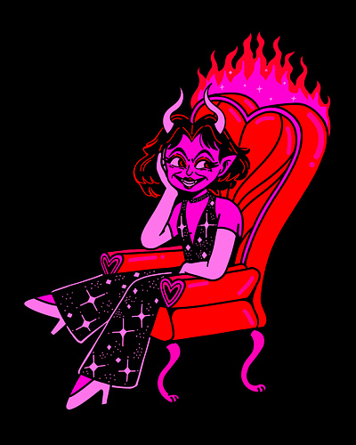 Queen Demon charac character design demon devil fashion fashion illustration heart illustration queer