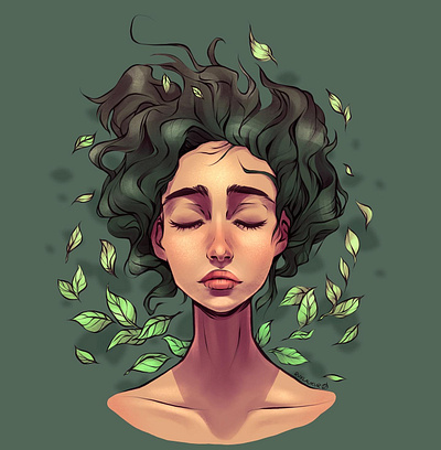 breathe green illustration