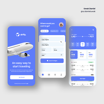 Airfly - Travel Flight Ticket Booking airfly app design interface mobile ui