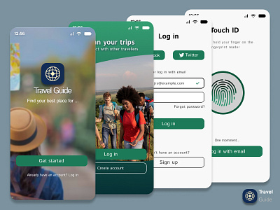 Travel Guide Mobil App UI Design app branding design graphic design illustration logo typography ui ux vector