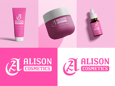 Alison Cosmetics alison cosmetics branding cosmetics logo logocore makeup pink