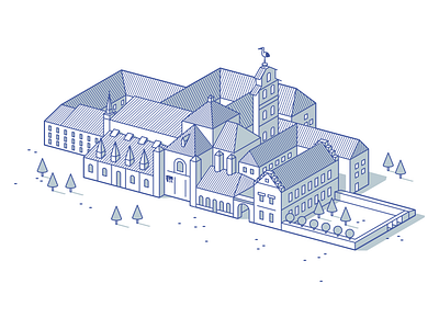IEU Segovia Campus architecture illustration illustrator isometric line linear university vector