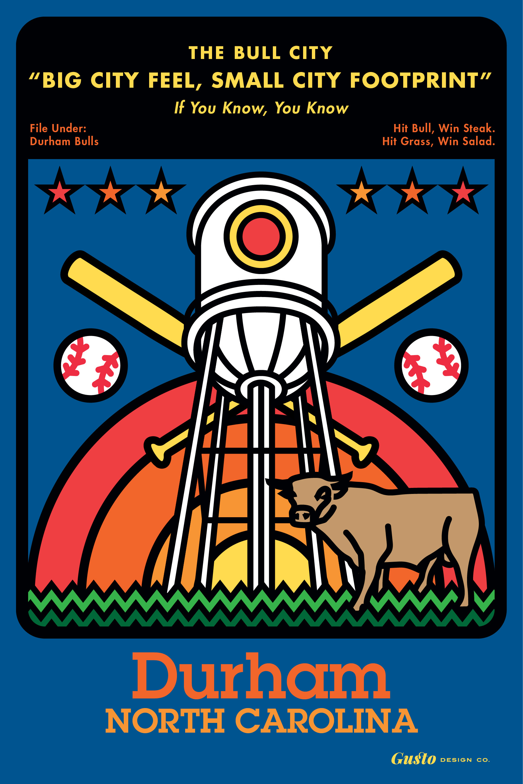 The Bull City design illustration poster type