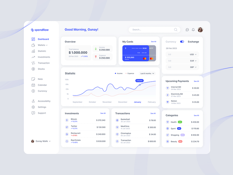 Spendflow - Dashboard - UX/UI by Gunay Malikbayli on Dribbble