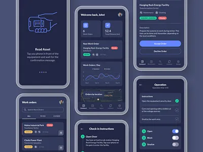 Field Services App app dark mode dark theme dark ui dashboard design field services mobile order outsystems ui ux work order