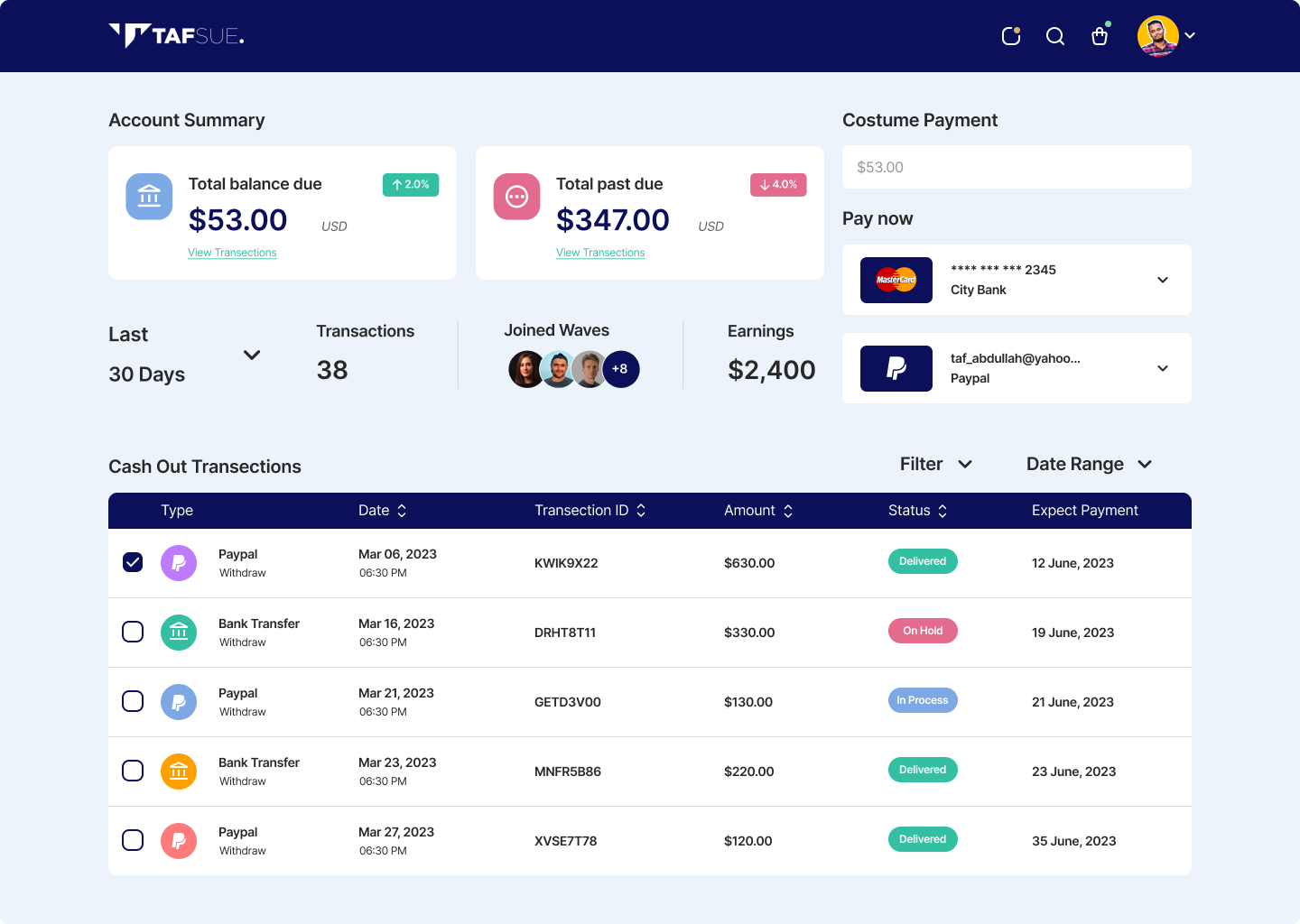 Payment Dashboard Website Design by Abdullah Bin Kamal on Dribbble
