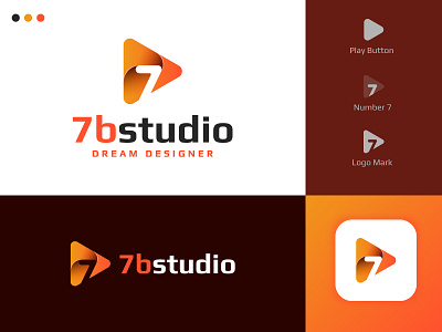 7bstudio Logo 3d logo 7 logo branding design logo logo design modern logo modern play button play play button vector