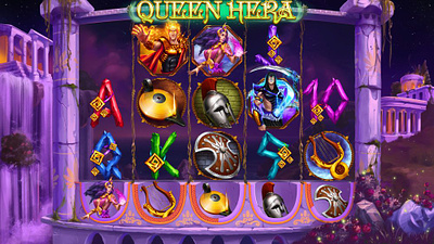 The Main UI design of the slot game "Queen Hera" gambling gambling art gambling design game art game design graphic design hera hera symbol queen symbol slot characters slot design slot game characters slot machine slot machine art slot machine design slot symbols