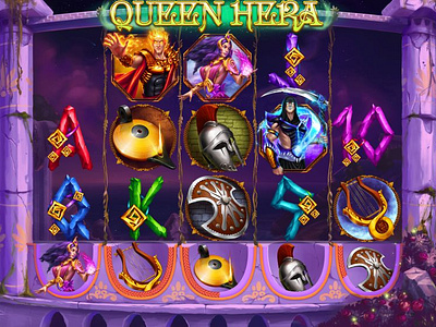 The Main UI design of the slot game "Queen Hera" gambling gambling art gambling design game art game design graphic design hera hera symbol queen symbol slot characters slot design slot game characters slot machine slot machine art slot machine design slot symbols