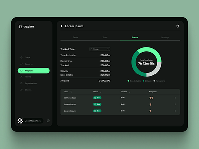 Time tracking app ⏱️ chart dark dashboard design design system table time tracking