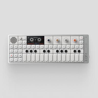 Top view of OP-1 field - keyboard for sound artists audio build design drug interface keyboard light minimal neuomorphism op product sound ui