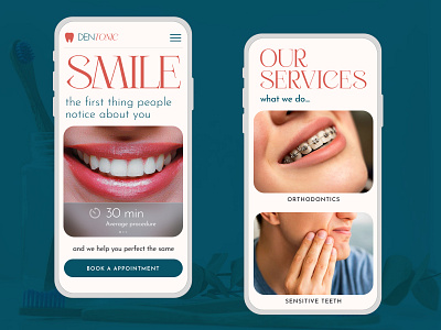 Dental Mobile design branding clean dailyuichallenge dental design minimalistic mobiledesign ourservices smile ui
