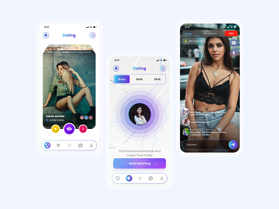Dating App UI Design animation app design application design branding dating dating app discover live calling live chat mobile ui design ux design web design