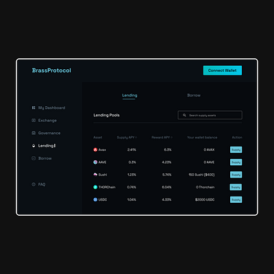 Lending and Borrowing Protocol Web3 crypto design dribble illustration ui uidesign uiux ux ux ui web3