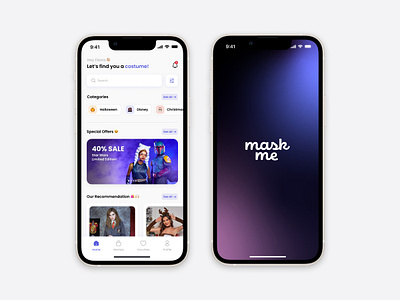 MaskMe → Case Study app app design branding clothing app costume app ecommerce halloween app online shop productdesign rental rental app rental ui app shopping app store ui ui design uiux user interface visual identity