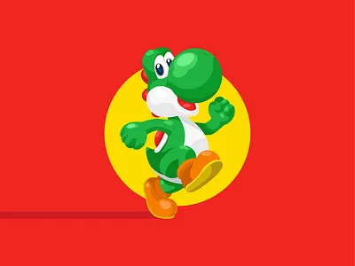 Yoshi Illustration cartoon cell shading character art gamer gaming illustration mario nes nintendo super mario super mario brothers vintage games yoshi