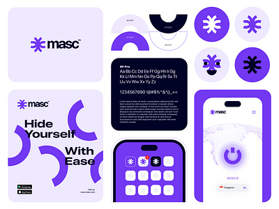 Masc Brand Identity Design for a VPN SAAS Company app icon brand identity brand mark branding branding agency icon logo design logo design agency logo mark mask network private network proxy social media post symbol typography ui design vpn vpn logo design wave