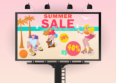Summer SALE | Banner for a sport store beach billboard commercial illustration illustrator sport vector