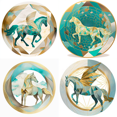 Royal Art Deco Horses design illustration