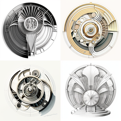 Art Deco Cirular Tourbillon design illustration