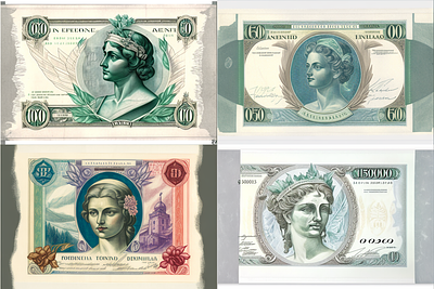 Art Deco Currency Banknotes design illustration