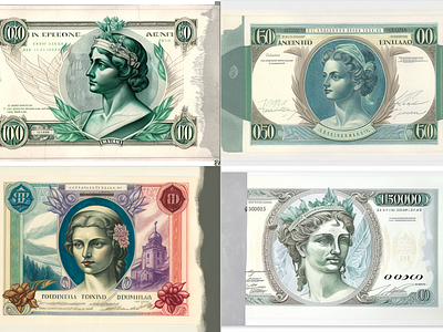 Art Deco Currency Banknotes design illustration