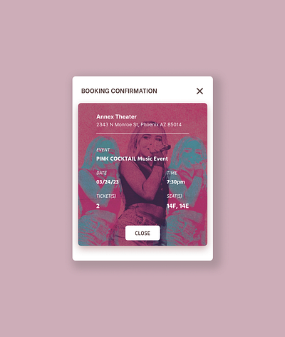 Confirmation [Daily UI #054] 54 beautifulapp booking clean concert confirmation dailyui design figma graphic design illustration mobileapp musicapp popup reservation ticket ui uidesign ux uxdesign