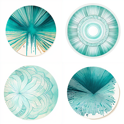 Serene Turquoise Art Deco Circles design illustration