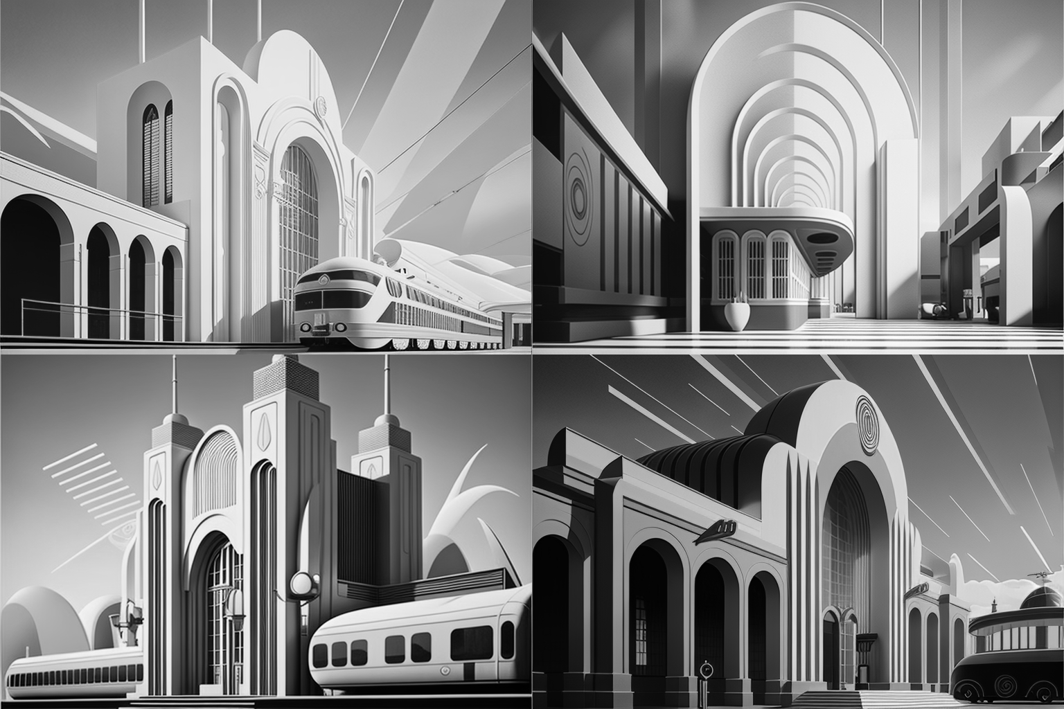 Illustrations of Art Deco Train Stations by Cyzer on Dribbble