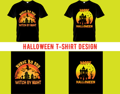 Halloween T-Shirt Design autumn costume custom design ghost graphic halloween party happy halloween horror pumpkin scary spooky t shirt typography vector vintage witch