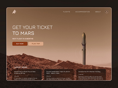 Travel Website for Mars icons mars martian sepia space spacetravel ticket ui webdesign