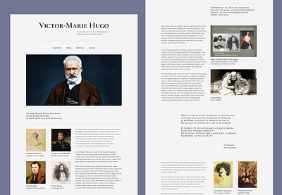 It's information site about Victor Hugo design tipography ui