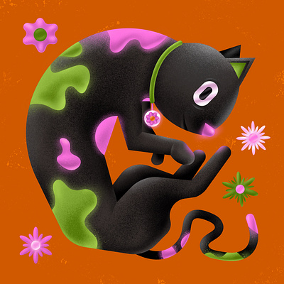 🐈‍⬛ adobe animal animal illustration article black black cat cat colorful digitalart editorial gradient grain illustration illustrator magazine pet pets procreate vector