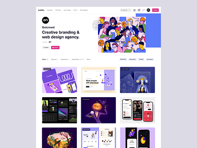 Dribbble platform improvements - Outcrowd vision animation digital product illustration motion graphics mvp design platform design ui design ux ux design web app web application design web design