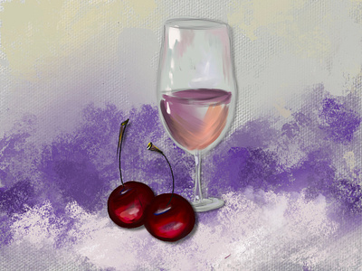 Wine and cherry cherry design graphic design illustration julia pgh logo purple ux vector wine