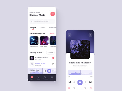 Mobile Music Streaming App Interface apple music gaana mobile app mobile music music music app music player music stream podcast search music soundcloud spotify streaming ui ux youtube music