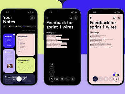 Bold and stylish notes app 3d abstract art bold branding checklist color css design filter iphone logo minimal mobile notes settings tags ui user interface ux