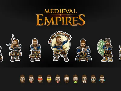 Character Stickers Medieval Empires branding character design design emoji graphic design illuastra motion graphics smm social community sticker visual