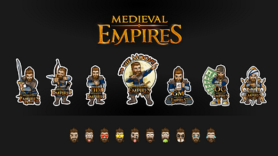 Character Stickers Medieval Empires branding character design design emoji graphic design illuastra motion graphics smm social community sticker visual