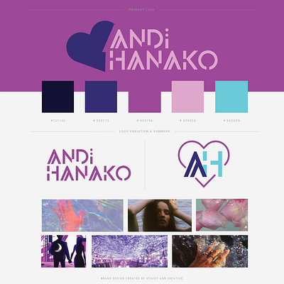 Andi Hanako Brand Board brand board brand design branding design graphic design logo typography vector