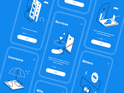 Onboarding application illustration interface mobile onboarding phone screen ui ux web design