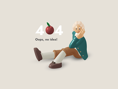 404 Error 3d 404 apple character error illustration mascot newton not found web design