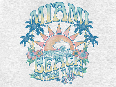 MIAMI BEACH - HOLLISTER apparel beach color design destination graphic design illustration print retro surf surfing tourist tropical vintage