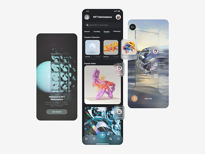NFT Marketplace - Mobile app app app design art bitcoin blockchain coin concept crypto cryptocurrency inspiration ios layout marketplace mobile app mobile app design mobile design mobile ui nft shop ui