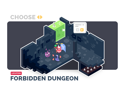 Location: Forbidden Dungeon adventure dungeon fantasy game design illustration illustrator isometric landscape shadow slime spikes vector